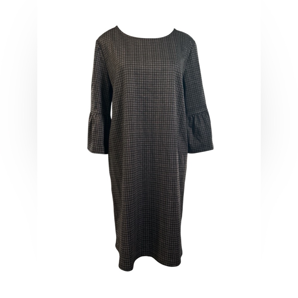 Pleione Gray and Burgundy Long Sleeve Dress with Bell Sleeves READ DESCRIPTION